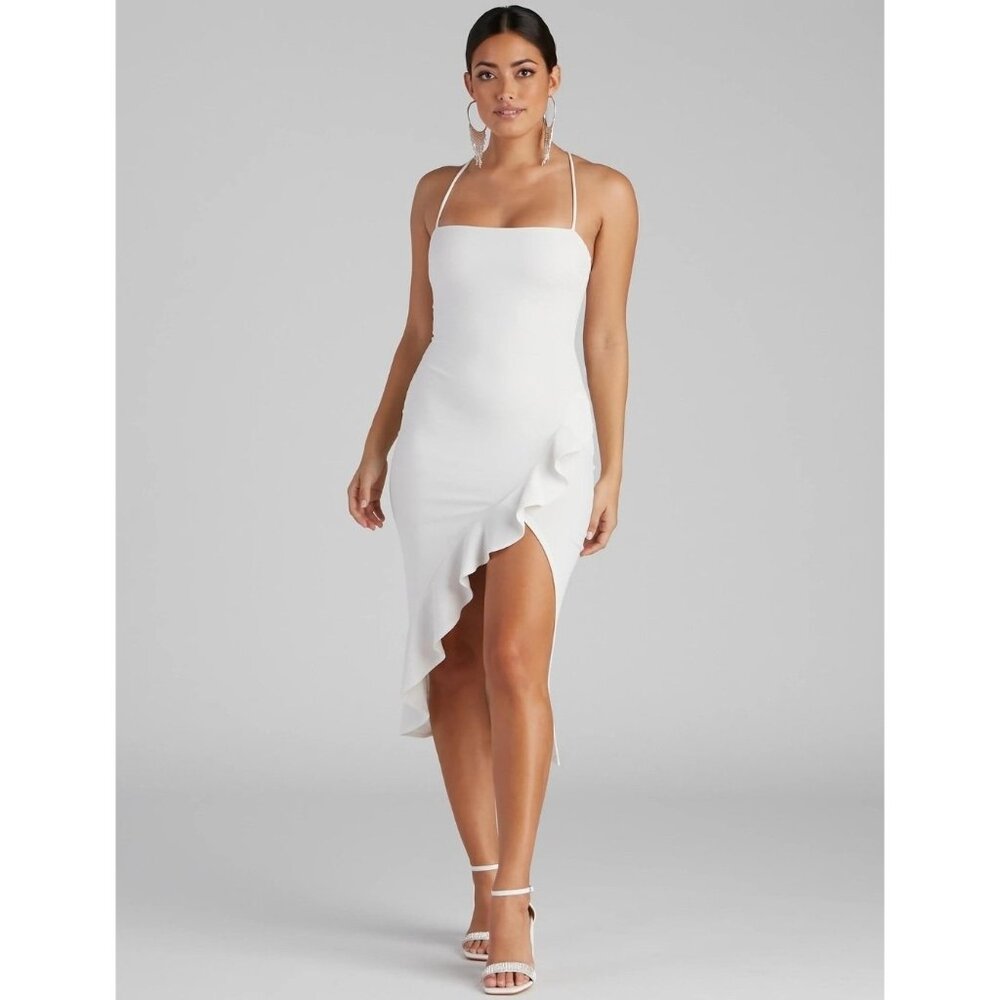 Windsor Add Some Flair Ruffle Detail Midi Dress Small